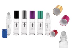 Roll-on-Glas, 10ml transparente Glaskugel mit Silberdruck 