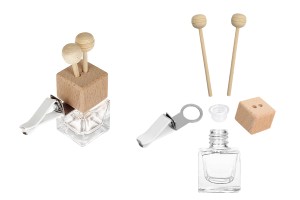 Bouteille de voiture aromatique 7 ml avec couvercle en bois, bâtonnets et bouchon - 25 pièces-εικόνα_διαστάσεις