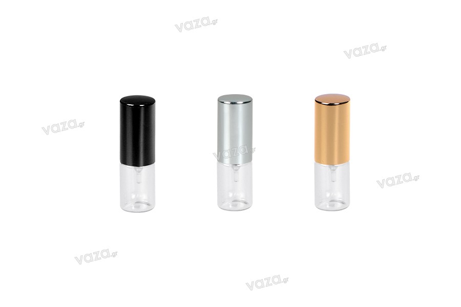 Μπουκαλάκια 3 ml με σπρέι για αρώματα γυάλινο με καπάκι αλουμινίου