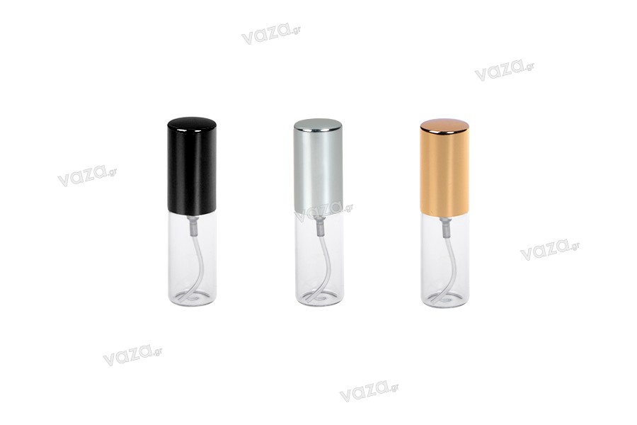 Flacons de parfum en verre de 5 ml avec spray et un bouchon en aluminium