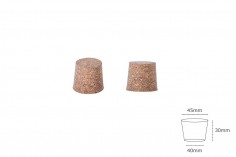 Wide natural conical Cork for jars 30x45/40 mm