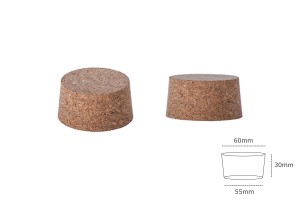Bouchon en liège conique naturel aux dimensions 30 x 60/55 mm - pour Twist Off 66-εικόνα_διαστάσεις