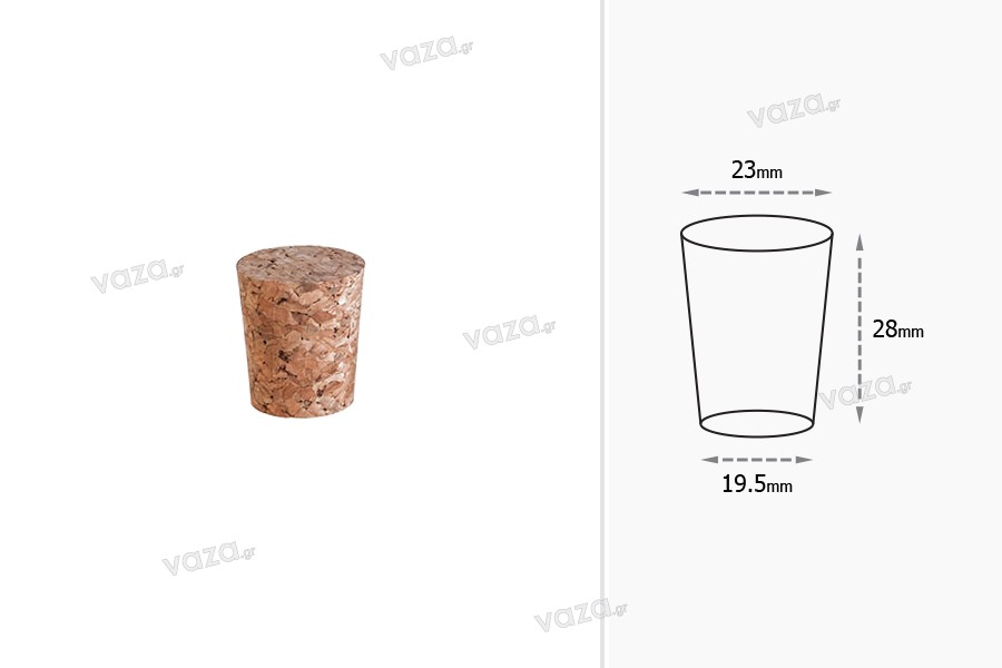 Natural conical cork with dimensions 28x23/19.5 mm - for F21 (PP 31.5 / PP 30)