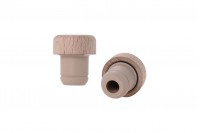 Synthetic silicone cork with flow and detachable wooden head - F 18.5 mm