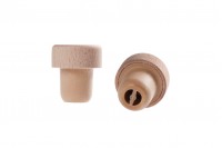 Tappo in silicone sintetico con flusso e testa staccabile in legno - F 19 mm.