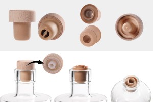 Liège en silicone synthétique avec écoulement et tête amovible en bois - F 19 mm.-εικόνα_σύνθεση