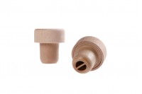 Tappo in silicone sintetico con flusso e testa staccabile in legno - F 18,5 mm.