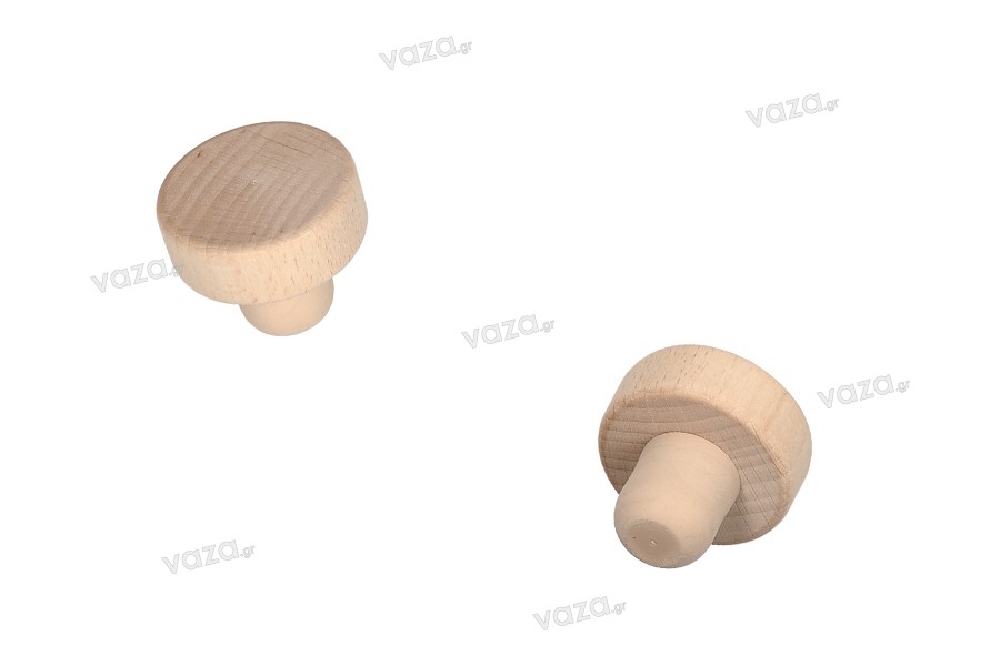 Synthetic silicone cork with wooden head - Ф 19 mm