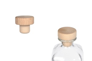 Bouchon en silicone synthétique avec tête en bois - F22 mm-εικόνα_διαστάσεις