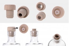 Synthetic silicone cork with flow and detachable wooden head - Ф 19.5 mm