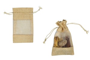 Beige Säckchen 90x150mm mit Fenster (Tüll) - 12 Stk-εικόνα_προϊοντική