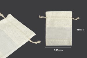 Sac 130x170 mm couleur sucre avec fenêtre (tulle) - 12 pcs-εικόνα_διαστάσεις