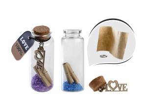 Faveurs de mariage : bouteilles à la mer en verre avec bouchon en liège dans une boîte de 12 pièces.-1