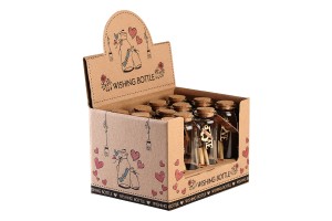 Faveurs de mariage : bouteilles à la mer en verre avec bouchon en liège dans une boîte de 12 pièces.-2