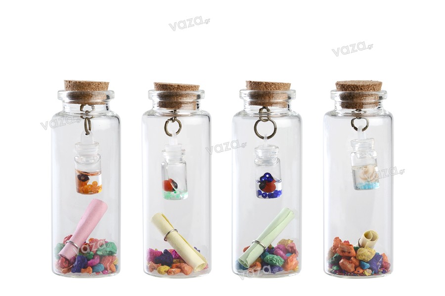 Wish glass bottle with cork stopper - available in a box with 12 pcs