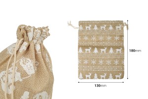 Christmas fabric pouch 130x180 mm fabric in different designs - 50 pcs-εικόνα_διαστάσεις