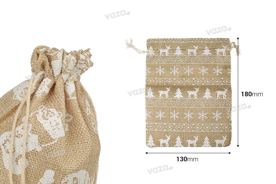Christmas fabric pouch 130x180 mm fabric in different designs - 50 pcs
