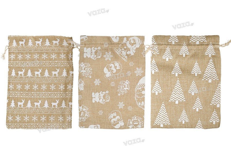 Christmas fabric pouch 170x230 mm fabric in different designs - 50 pcs