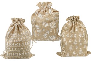 Χριστουγεννιάτικο πουγκάκι υφασμάτινο 270x370 mm σε διάφορα σχέδια - 25 τμχ-εικόνα_προϊοντική