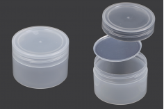 210 ml semi-transparent plastic jar with cap and sealing disc
