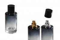 Flacon de parfum en verre de 30 ml avec vaporisateur et bouchon noir (PP 15)