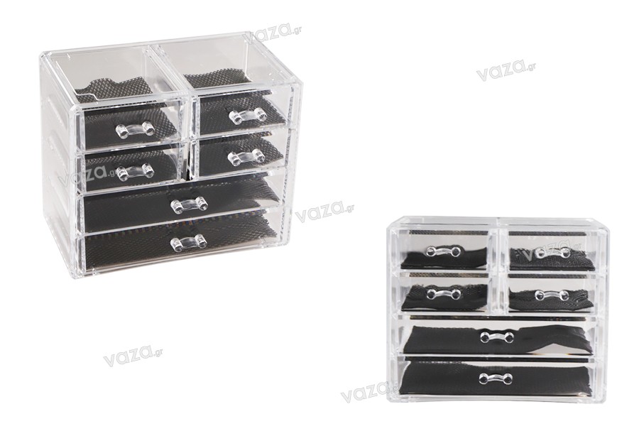 240x135x200mm Acryl Organizer Case mit 6 Schubladen für Schmuck und Kosmetik