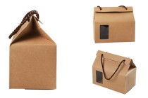 Boîte - sac en kraft avec fenêtre et cordon 180 x 100 x 160 - 20 pcs Boîte - sac en kraft avec fenêtre et cordon 180 x 100 x 160 - 20 pcs