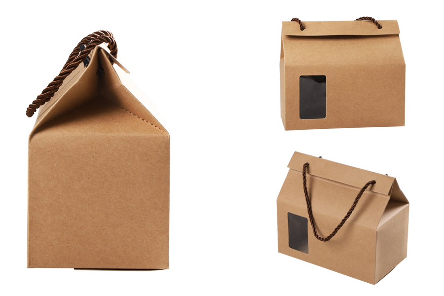 Boîte - sac en kraft avec fenêtre et cordon 180 x 100 x 160 - 20 pcs Boîte - sac en kraft avec fenêtre et cordon 180 x 100 x 160 - 20 pcs
