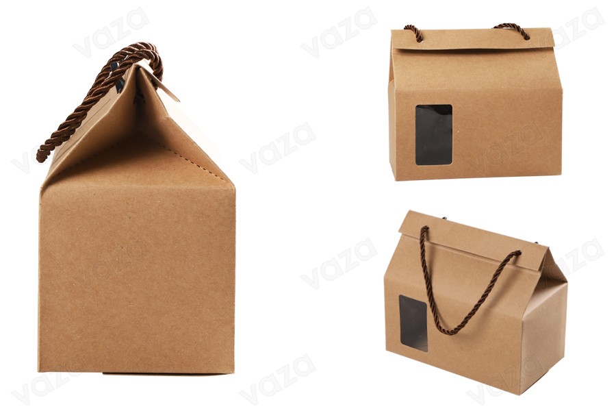 Box - Kraftbeutel mit Fenster und Kordel 180x100x160 - 20 Stk Box - Kraftbeutel mit Fenster und Kordel 180x100x160 - 20 Stk-bildgruppe