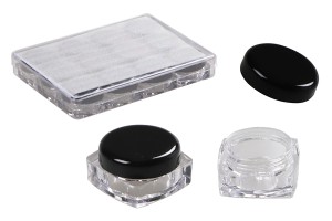 Pot en acrylique carré de 5ml transparent avec couvercle noir pour crèmes dans un coffret en acrylique de 12 pièces-εικόνα_προϊοντική