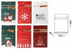 Christmas plastic bags 150x60x230 mm with ribbon - 50 pcs