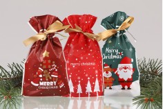 Christmas plastic bags 150x60x230 mm with ribbon - 50 pcs