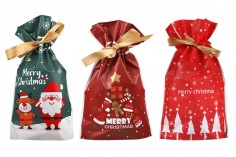 Christmas plastic bags 150x60x230 mm with ribbon - 50 pcs