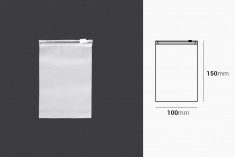 Sachets d'emballage en plastique 100 x 150 mm, semi-transparents mats avec fermeture éclair - 100 pcs