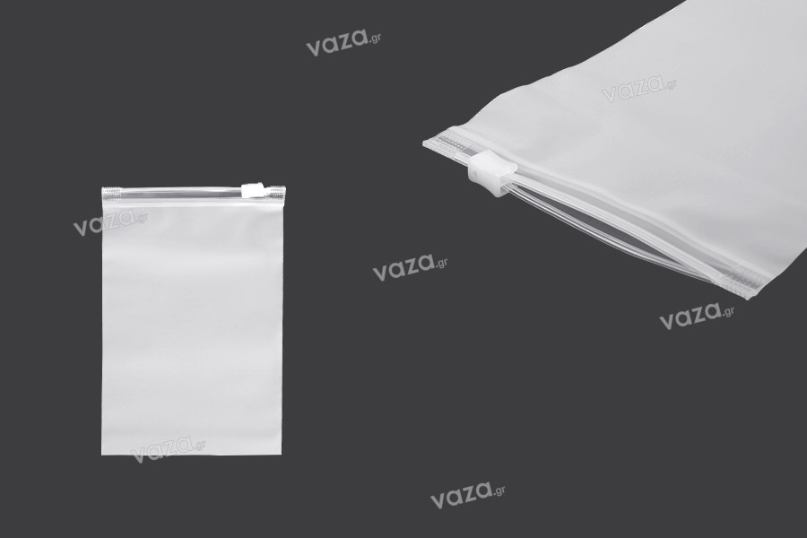 Matte semi-transparent zipper plastic bag in size 100x150 mm - 100 pcs