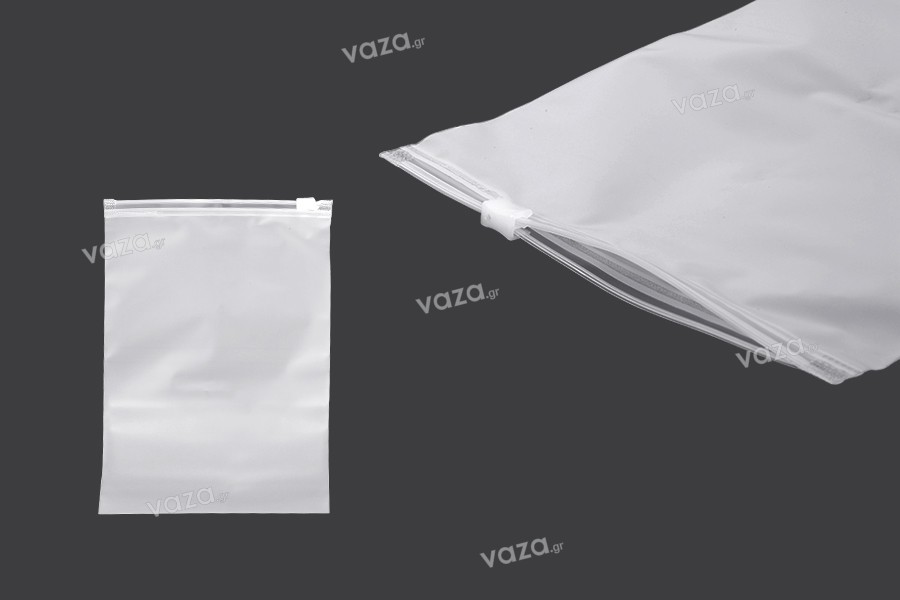 Buste da imballaggio 150x200 mm plastica, opaca traslucida con cerniera (zip)  - 100 pz