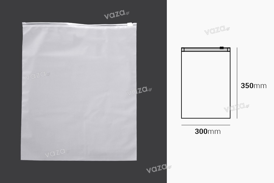 Matte semi-transparent zipper plastic bag in size 300x350 mm - 100 pcs