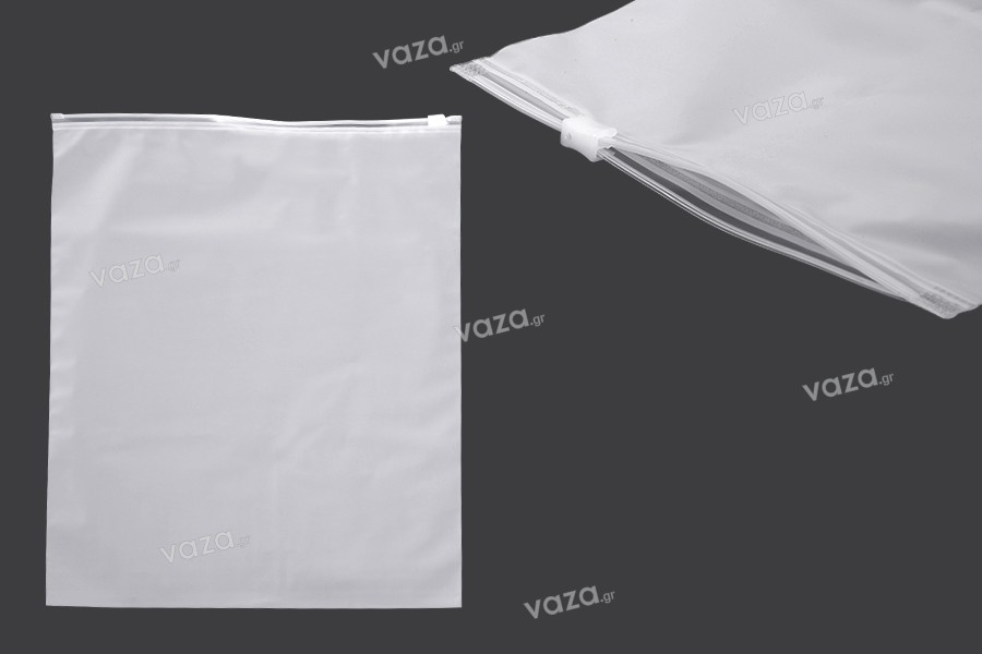 Matte semi-transparent zipper plastic bag in size 300x350 mm - 100 pcs