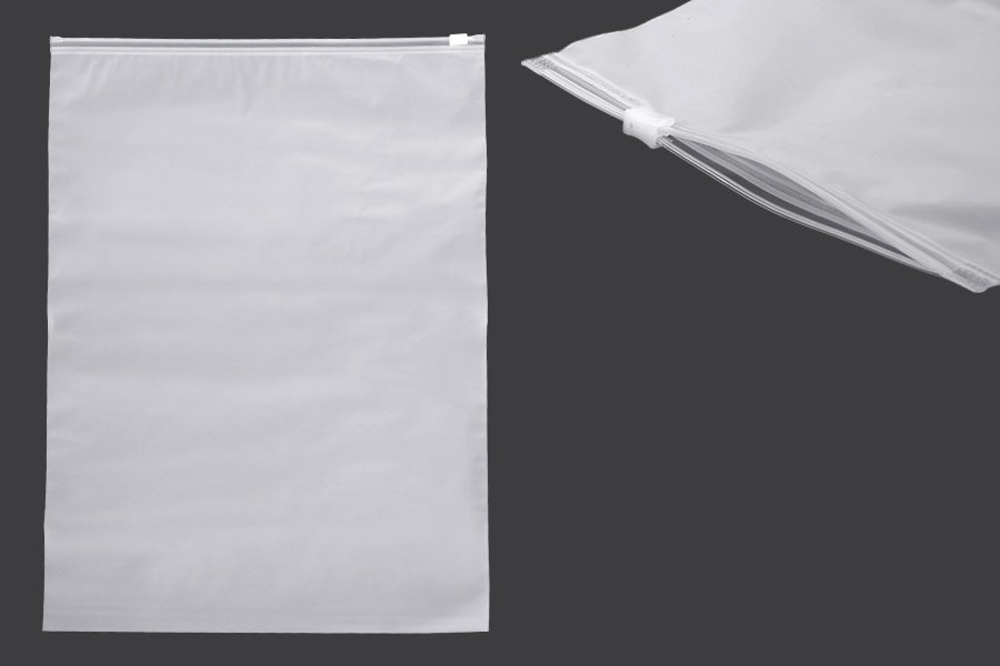 Sachets d'emballage en plastique 300 x 400 mm, semi-transparents mats avec fermeture  éclair - 100 pcs