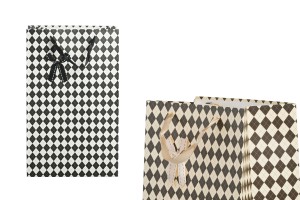 Papiertüte für Geschenke mit Henkel aus Satin und Schleife 230x150x370  mm in 2 Farben-1