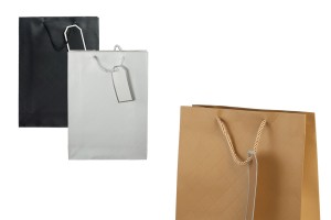 Sac cadeau en papier avec poignée en coton 240 x 80 x 320 mm en différentes couleurs-1