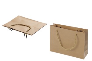 Papierbraune Geschenktüte mit gedrehter Kordel 200x60x150mm - 12 Stck