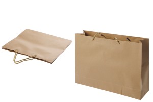 Papierbraune Geschenktüte mit gedrehter Kordel 340x90x270mm - 12 Stck-1