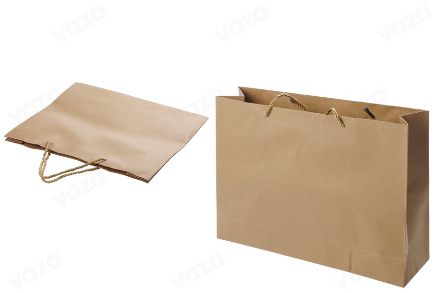 Sac cadeau en papier marron avec cordon torsadé 340 x 90 x 270 mm - 12 pcs-εικόνα_προϊοντική