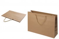Brown paper gift bag with twisted rope handle in size 400x130x300 mm - 12 pcs