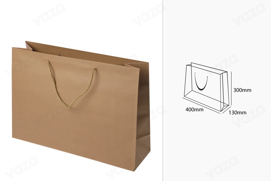 Sac cadeau en papier marron avec cordon torsadé 400 x 130 x 300 mm - 12 pcs Sac cadeau en papier marron avec cordon torsadé 400 x 130 x 300 mm - 12 pcs-photo_dimensions