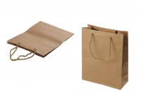 Brown paper gift bag with twisted rope handle in size 190x80x245 mm - 12 pcs