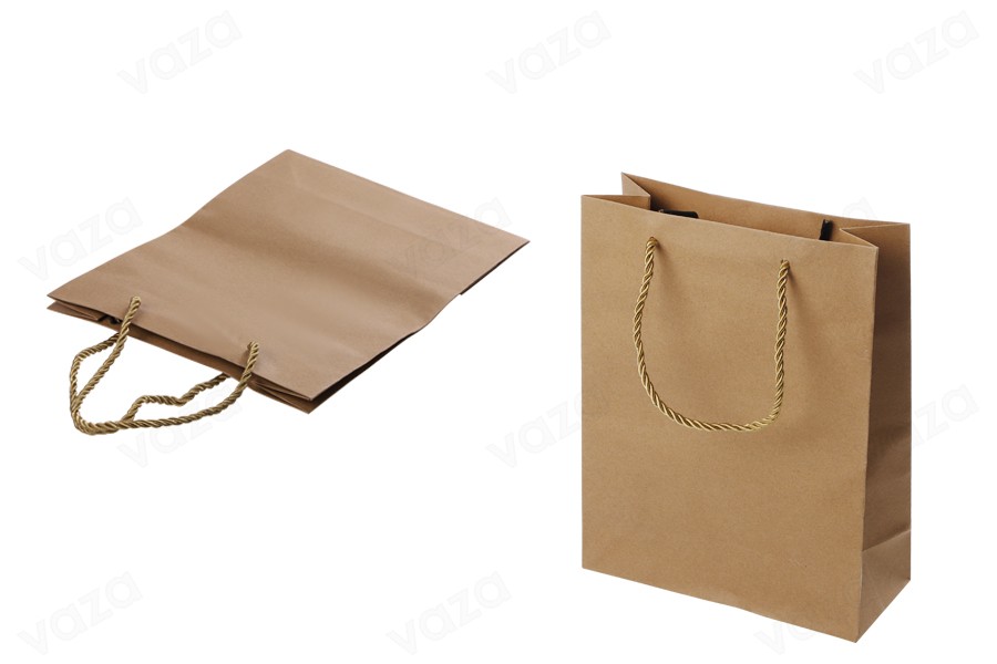 Sac cadeau en papier marron avec cordon torsadé 190 x 80 x 245 mm - 12 pcs Sac cadeau en papier marron avec cordon torsadé 190 x 80 x 245 mm - 12 pcs-photo_produit
