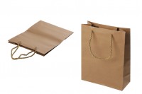 Brown paper gift bag with twisted rope handle in size 220x90x280 mm - 12 pcs