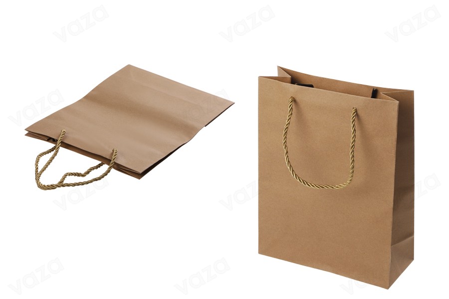 Sac cadeau en papier marron avec cordon torsadé 220 x 90 x 280 mm - 12 pcs Sac cadeau en papier marron avec cordon torsadé 220 x 90 x 280 mm - 12 pcs-εικόνα_προϊοντική